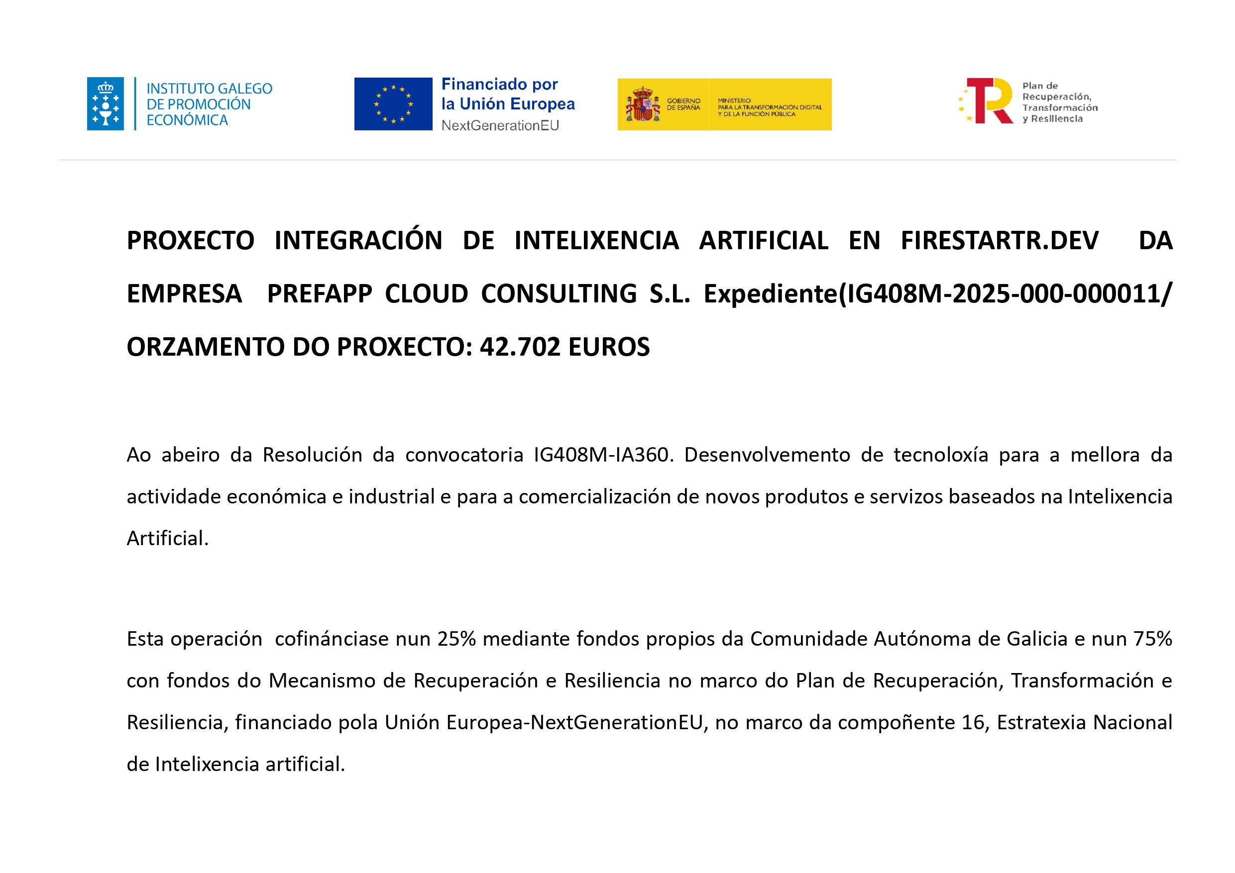 Proxecto de integración da IA - Xunta de Galicia